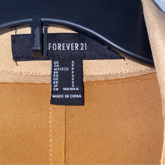 Forever 21 Tan Beige Faux Suede Duster Trench Coat Jacket Size Medium Business - Picture 2 of 7